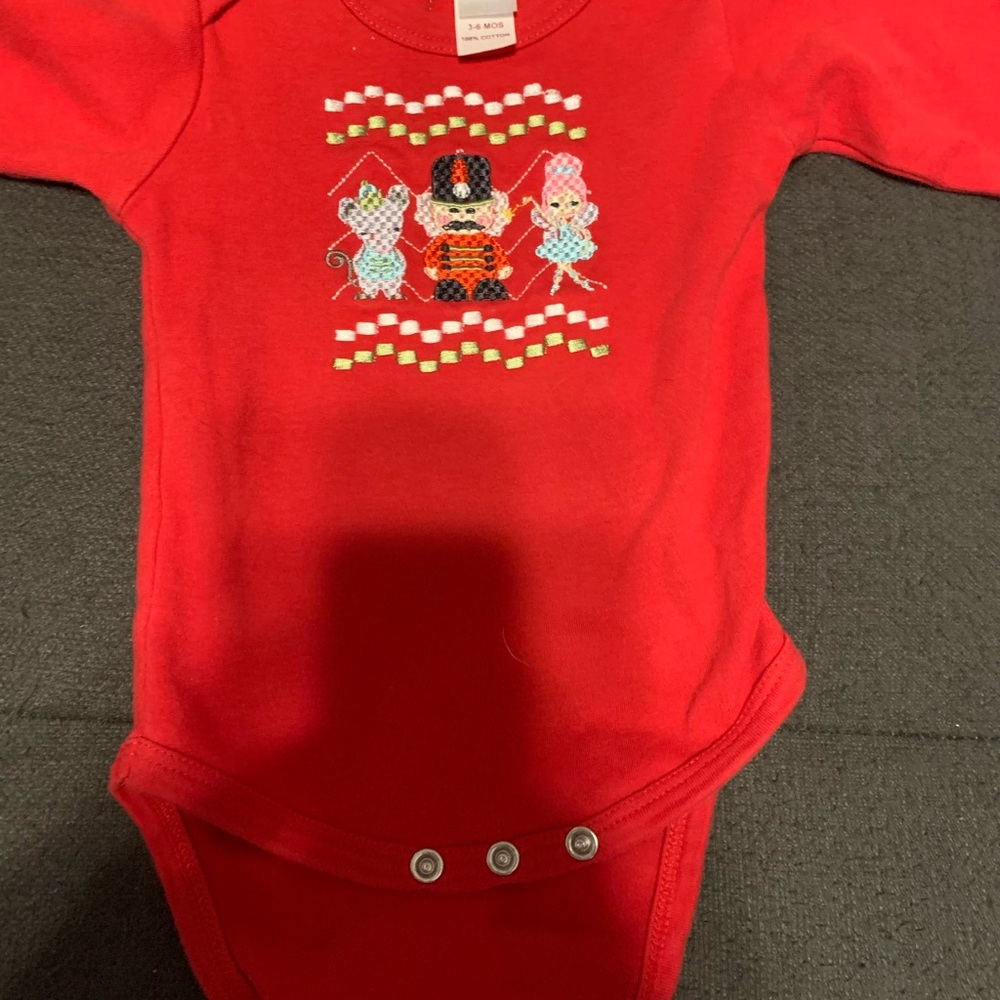 Nutcracker onesie long sleeve size 3-6 months red festive holiday!